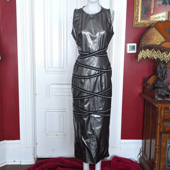 Misfitz Gunmetal PVC Bondage Dress Vintage Y2K